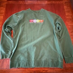 Obey Worldwide Crewneck Sweatshirt XL‎ Green Logo Graphic Skate Streetwear
